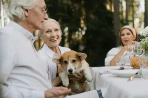 older couple with dog