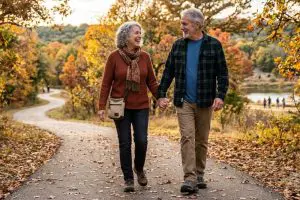 senior couple out for a walk